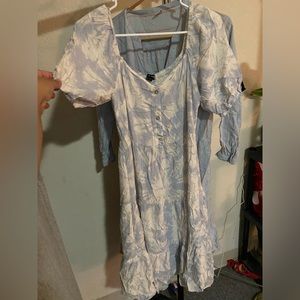 Blue and white tie dye dress